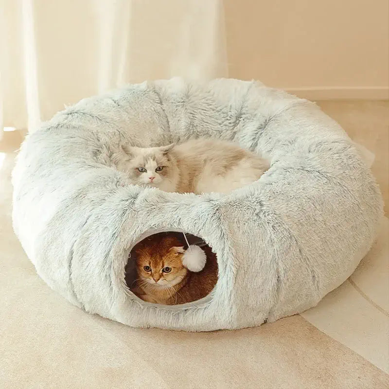 coussin pour chat moelleux gris