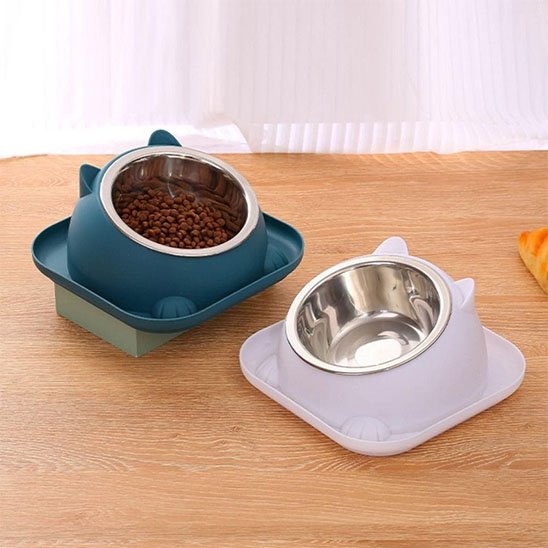 gamelle pour chat bleu et blanc bol en inox