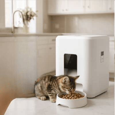 chaton mange croquettes meilleur distributeur automatique de croquettes