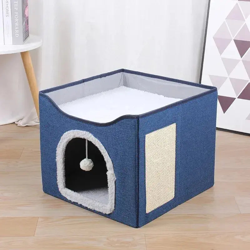 niche-pour-chat-carré-bleu