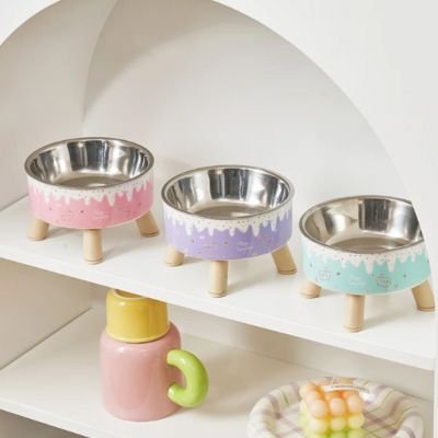 gamelle chat surelevee 3 couleurs pastel 