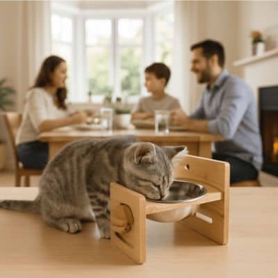 gamelle chat surelevee reglable bol acier inoxydable