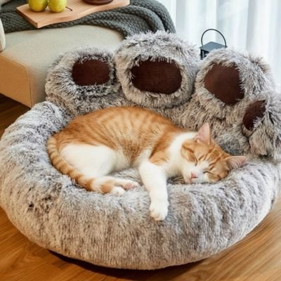 Coussin-pour-chat-forme-patte-ours