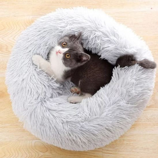 coussin pour chat gris moelleux