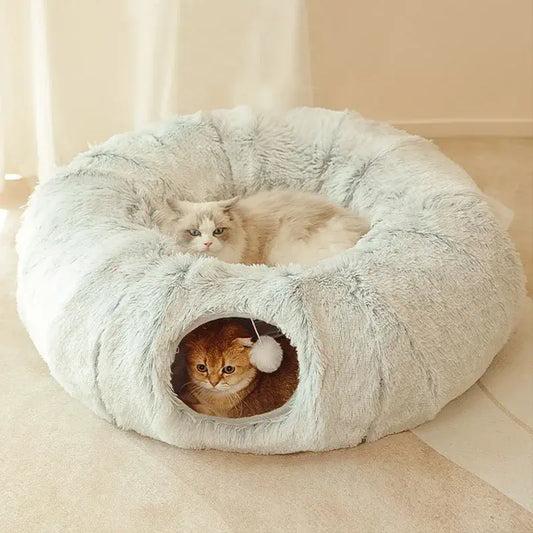 coussin pour chat moelleux gris 