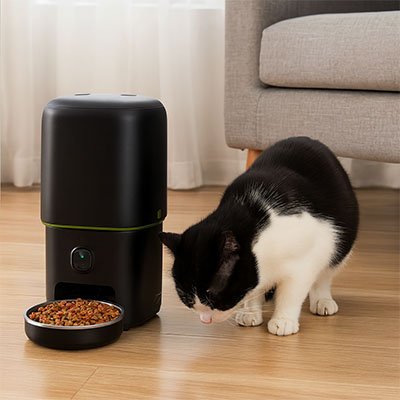 distributeur automatique croquettes chat camera intregre