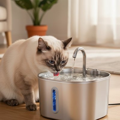 fontaine-a-eau-chat-carre-inox