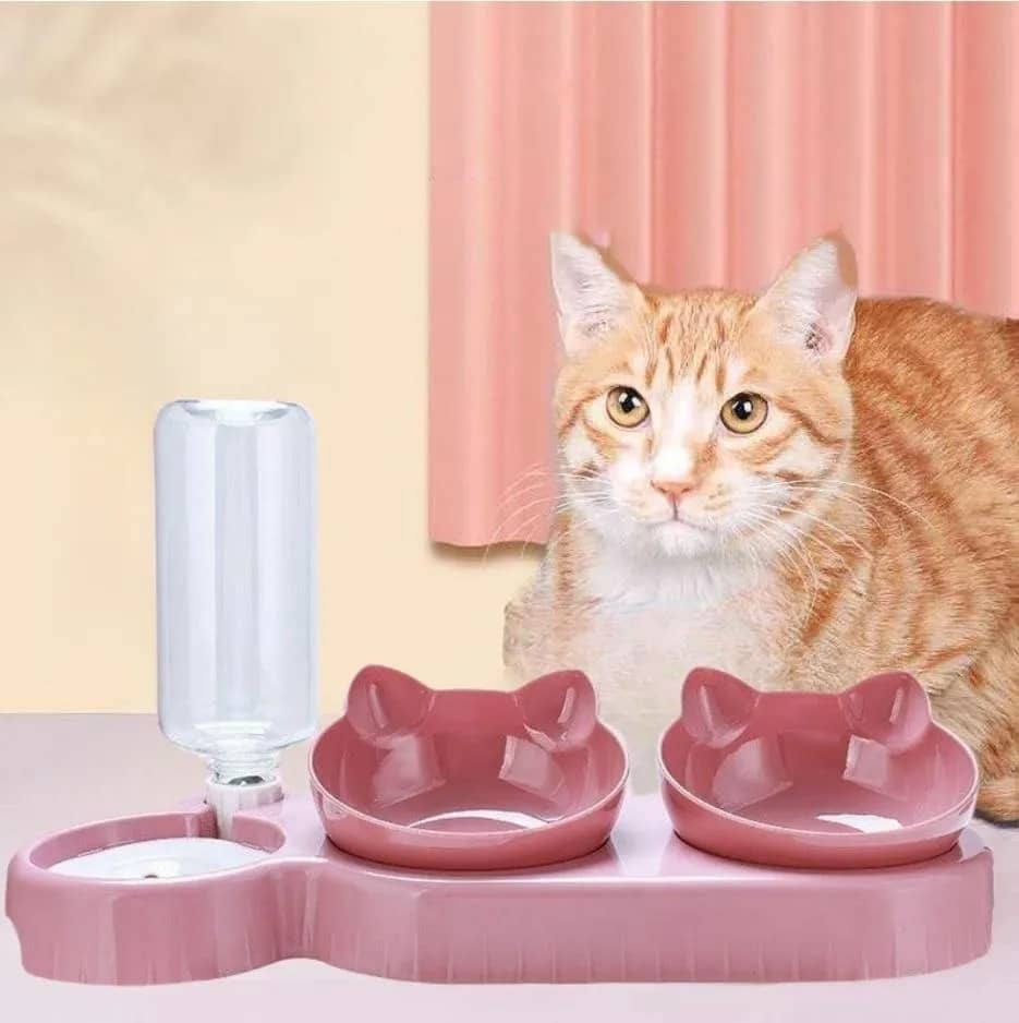 gamelle chat  rose avec distributeur d eau