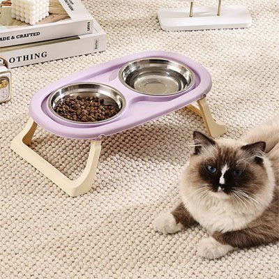 gamelle chat surelevee pourpre