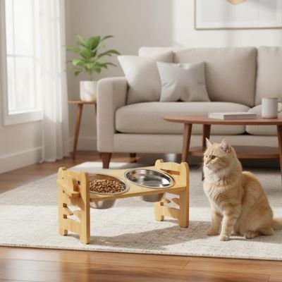 Gamelle chat surelevee double bols