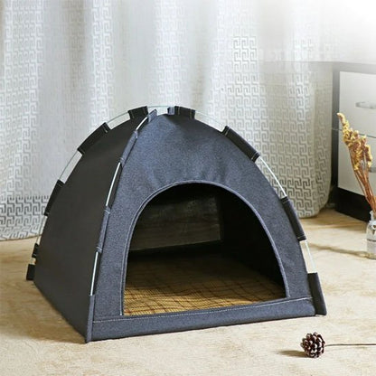 Lit-pour-Chat-tente-forme-dome-gris