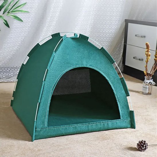 Lit-pour-Chat-tente-forme-dome-vert
