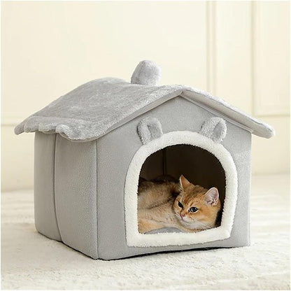 Niche-Chat-forme-maison-grise