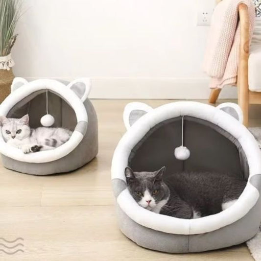 panier pour chat gris chat confortablement noir  installe