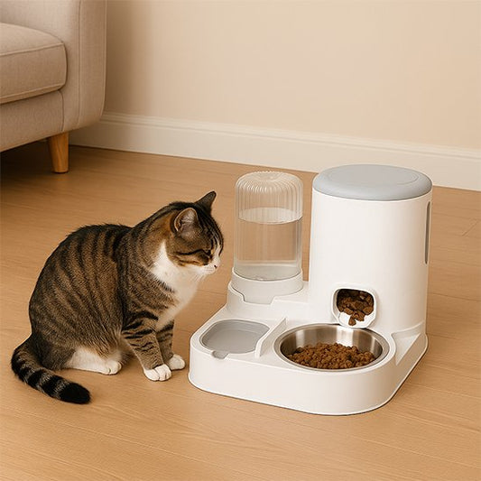 Distributeur de croquettes pour chat bol inox